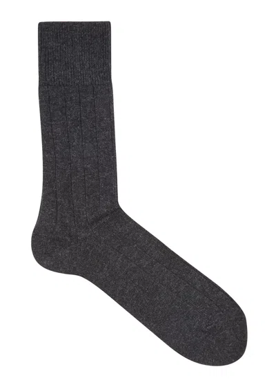 Falke Charcoal Cashmere-blend Socks In Gray