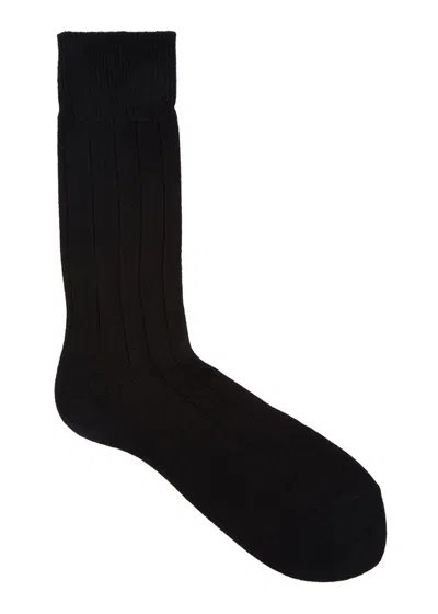Falke Charcoal Cashmere-blend Socks In Black