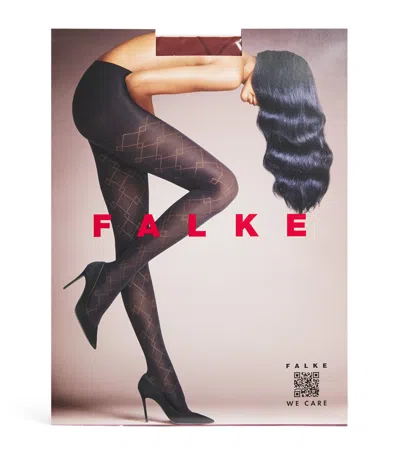 Falke Check Mate Tights In Burgundy