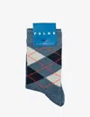 Falke Classic Argyle Stretch-cotton Blend Socks In Blue/blue