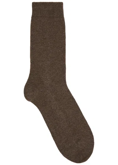 Falke Cosy Wool-blend Socks In Brown