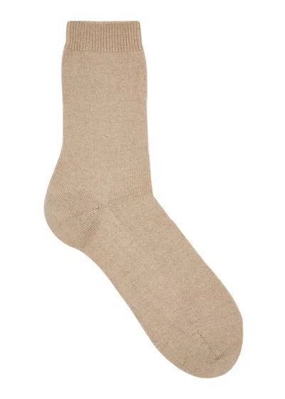 Falke Cosy Wool-blend Socks In Camel