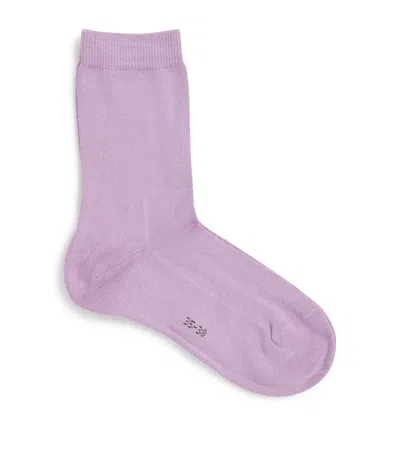Falke Cotton-blend Family Socks In Purple