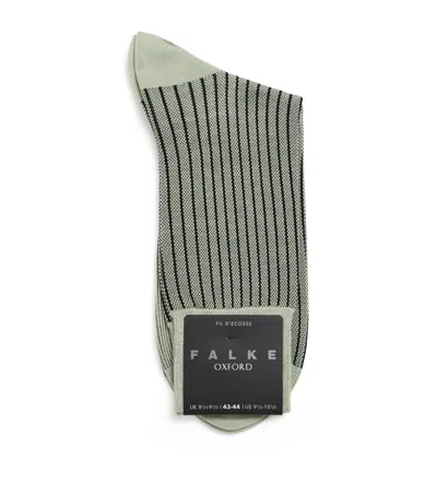 Falke Cotton-blend Oxford Stripe Socks In Green
