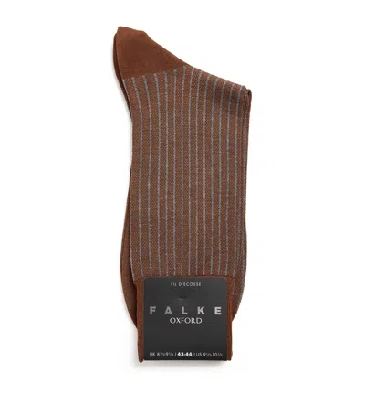 Falke Cotton-blend Oxford Stripe Socks In Brown
