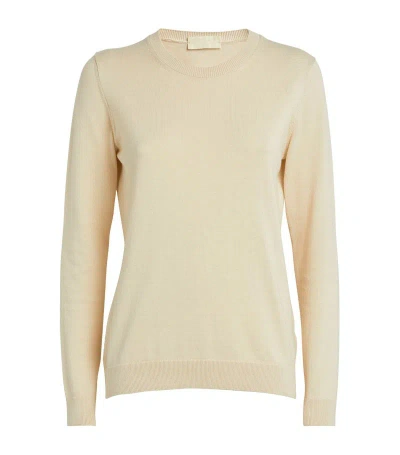 Falke Cotton Crew-neck Jumper In Ivory