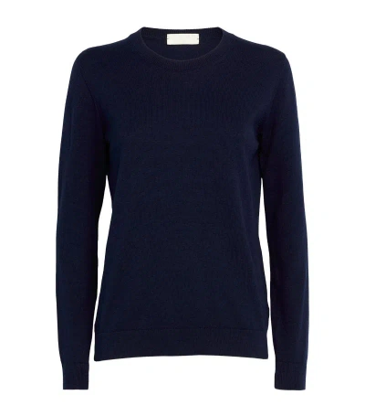 Falke Cotton Crew-neck Sweater In Navy