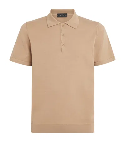 Falke Cotton Jersey Polo Shirt In Brown