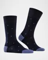 Falke Mercerized Cotton & Nylon Dot Dress Socks In Navy