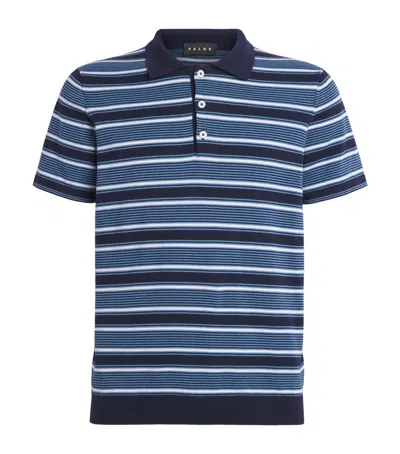 Falke Cotton Stripe Polo Shirt In Blue