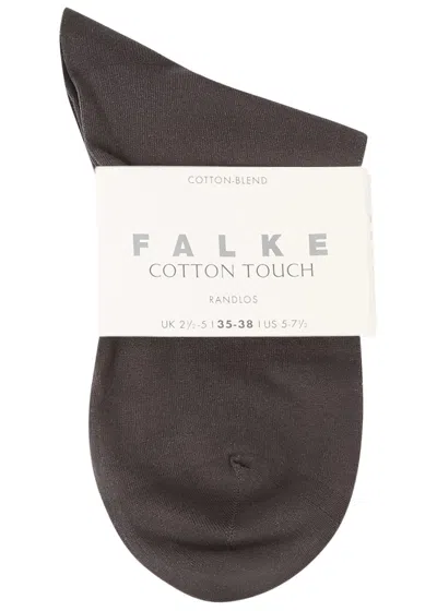 Falke Cotton Touch Fine-knit Cotton Blend Socks In Gray