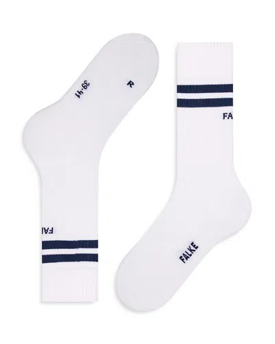 Falke Dynamic Cotton Blend Double Stripe Crew Socks In White