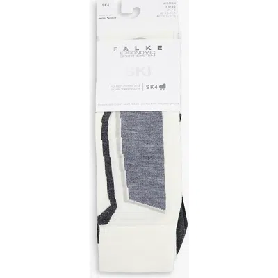 Falke Ergonomic Sport System Womens 2040 Offwhite Sk4 Advanced Contrast-panel Woven Knee-length Sock