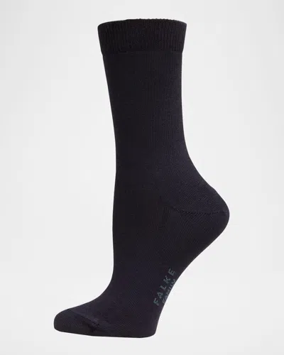 Falke Family Sustainable Cotton Blend Socks In Dark Navy