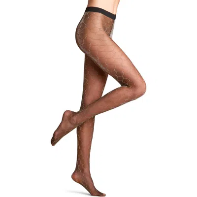 Falke Fascination Metallic Tights In Black/silver