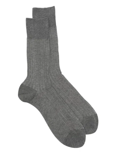 Falke Fine Shadow Striped Socks In Gray
