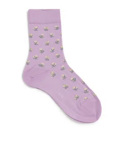 Falke Floral Cotton Touch Socks In Purple