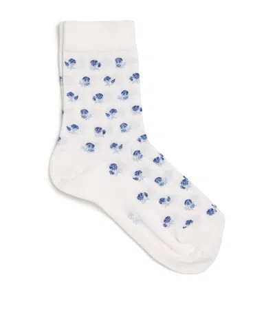 Falke Floral Cotton Touch Socks In White