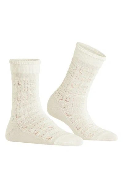 Falke Granny Square Crew Socks In Off-white