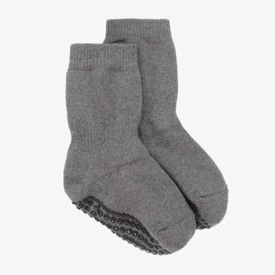 Falke Kids' Grey Cotton & Wool Slipper Socks In Gray