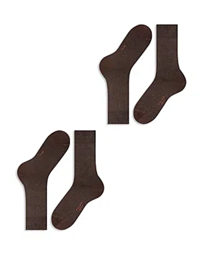 Falke Happy Crew Socks, Pack Of 2 In Dark Brown