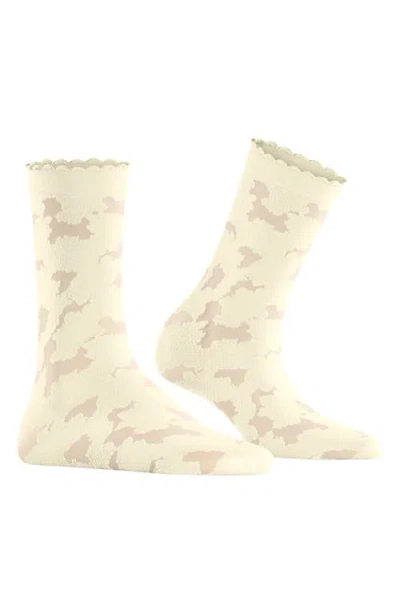 Falke Womens 2059 Off White Hydrangea Crew-length Stretch-woven Socks In Neutral