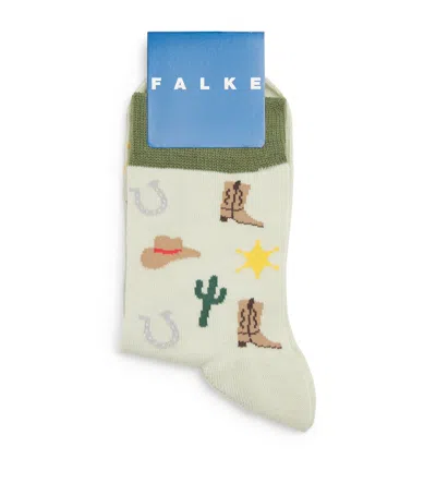 Falke Kids Little Cowboy Ankle Socks In Green