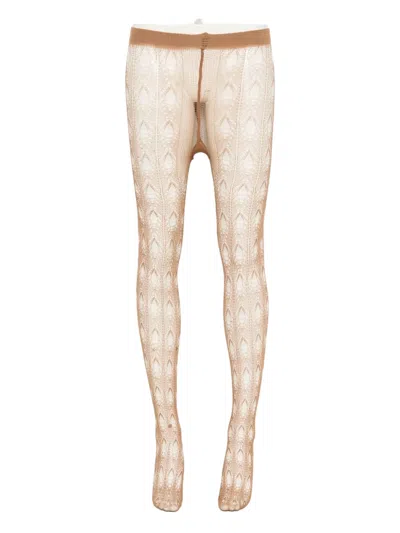 Falke Lace-pattern Tights In Brown