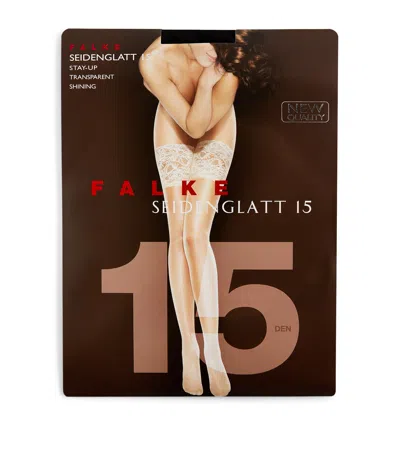 Falke Lace-trim Seidenglatt 15 Stay-ups In Black