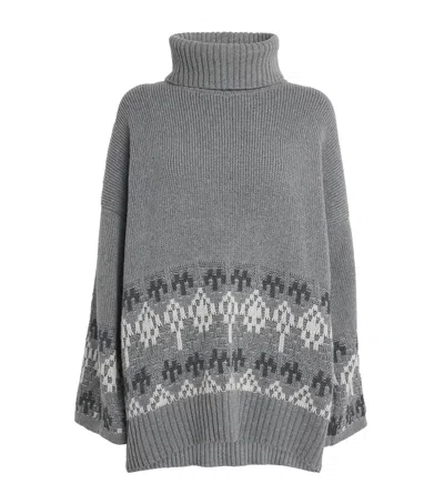 Falke Lambswool-blend Jacquard Rollneck Sweater In Gray
