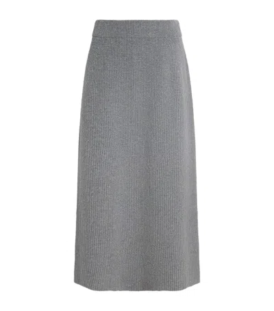 Falke Lambswool-blend Ribbed Midi Skirt In Multi