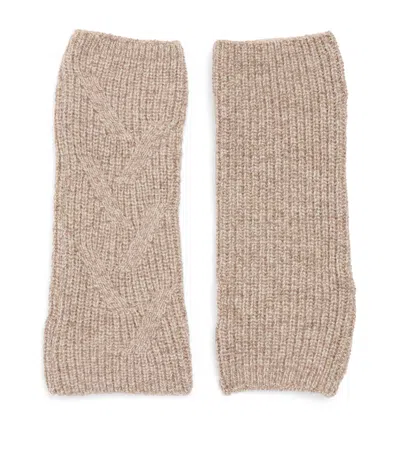 Falke Lambswool Fingerless Gloves In Brown