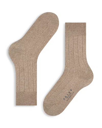 Falke Airport Mélange Virgin Wool-blend Socks In Brown