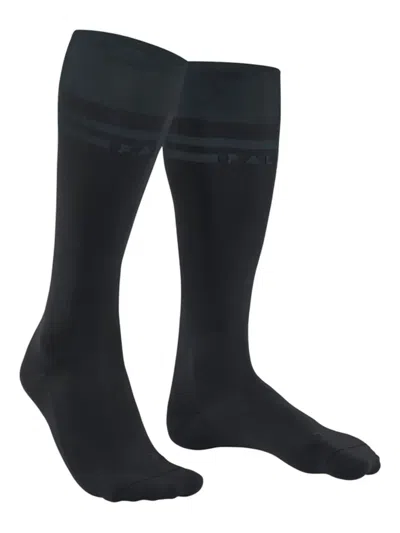 Falke Logo-stripe Knee-high Socks In Black