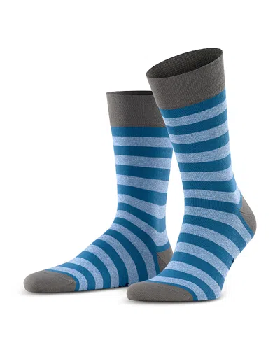 Falke Mapped Line Cotton Blend Mid Calf Socks In Asche