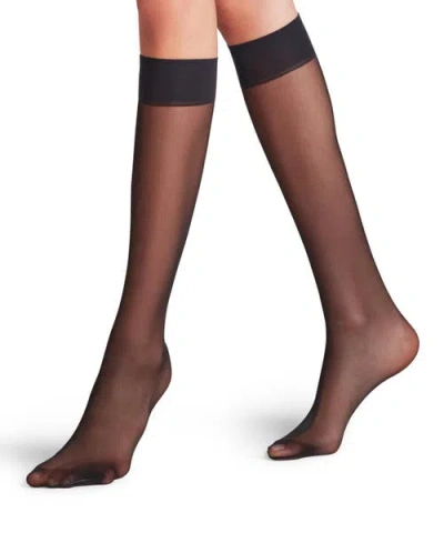 Falke Matt Deluxe 20 Denier Sheer Knee High Socks In Black