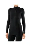 Falke Maximum Warm Quarter Zip Base Layer Top In Black In Black