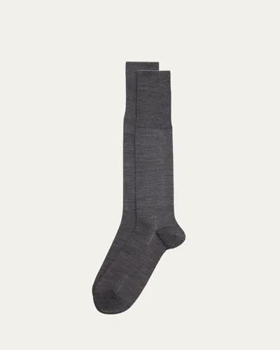 Falke Men's Airport Wool Knee-high Socks In Dark Grey