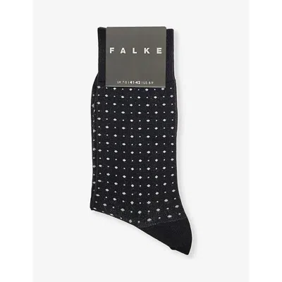 Falke Mens Black Impulse Dot-pattern Cotton-blend Socks