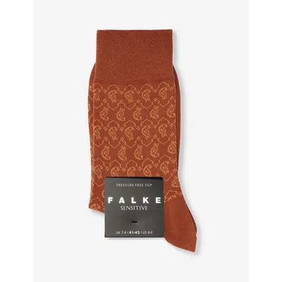 Falke Mens Clay Graphic-print Crew-length Cotton-blend Socks