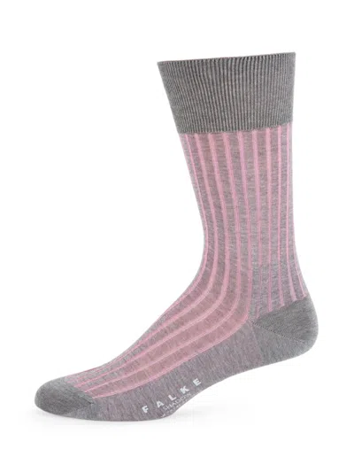 Falke Men's Contrast Ribbed Sock In Grey Rose