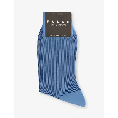 Falke Mens Cornflower Blue Shadow Crew-length Cotton-blend Socks