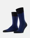 Falke Men's Cotton Stripe Mid-calf Socks In Black-blue