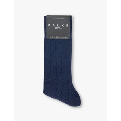 Falke Mens Dark Vy Lhasa Ribbed Woven-blend Socks In Dark Navy