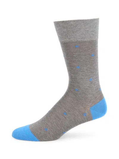 Falke Men's Dot Contrast Crew Socks In Grey Blue