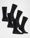 Falke Men's Family 3-pack Crew Sock Bundle In Black