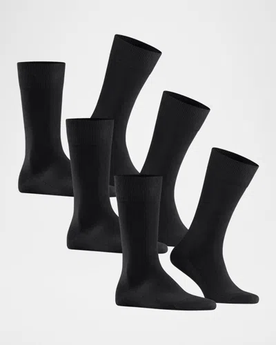 Falke Men's Family 3-pack Crew Sock Bundle In Black