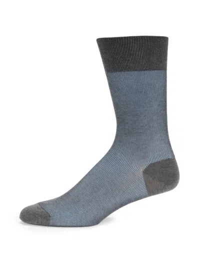 Falke Men's Fine Contrast Shadow Socks In Grey Blue