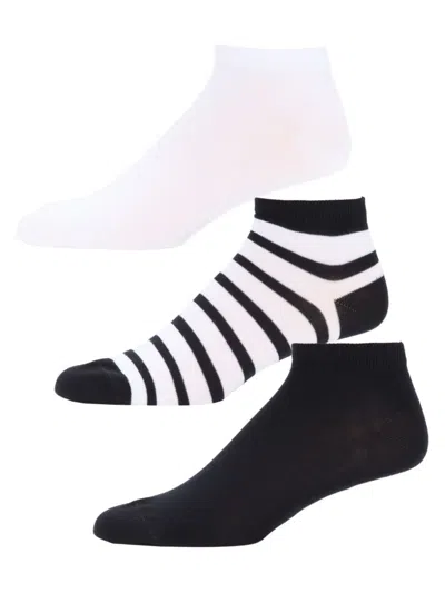 Falke Men's Happy Box 3-piece Ankle Socks In Black White