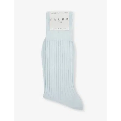 Falke Mens Light Blue No. 13 Logo-print Cotton Blend Knitted Socks